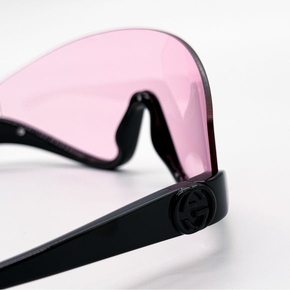 NEW GUCCI GG1650S 002 SHIELD BLACK PINK WOMEN SUNGLASSES GUCCI EYEWEAR - Picture 9 of 13